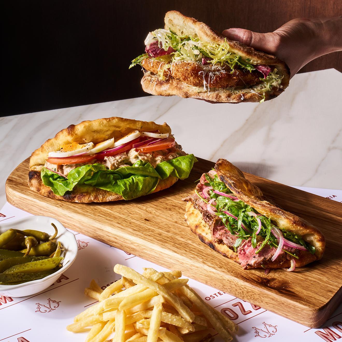 Menus lunch 03 chopped salad tuna chicken milanese steak piadina with shoestring fries